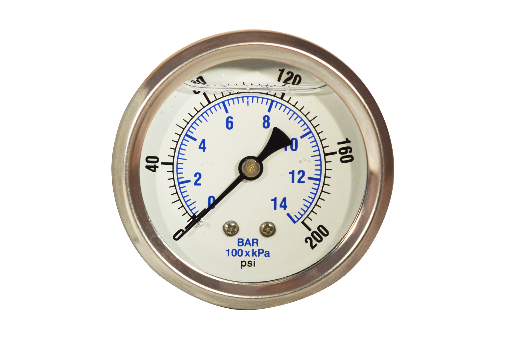 Zenport Zen-Tek Pressure Gauge BLPG200 0-200 PSI Back Mount Liquid Glycerin Pressure Gauge - Click Image to Close