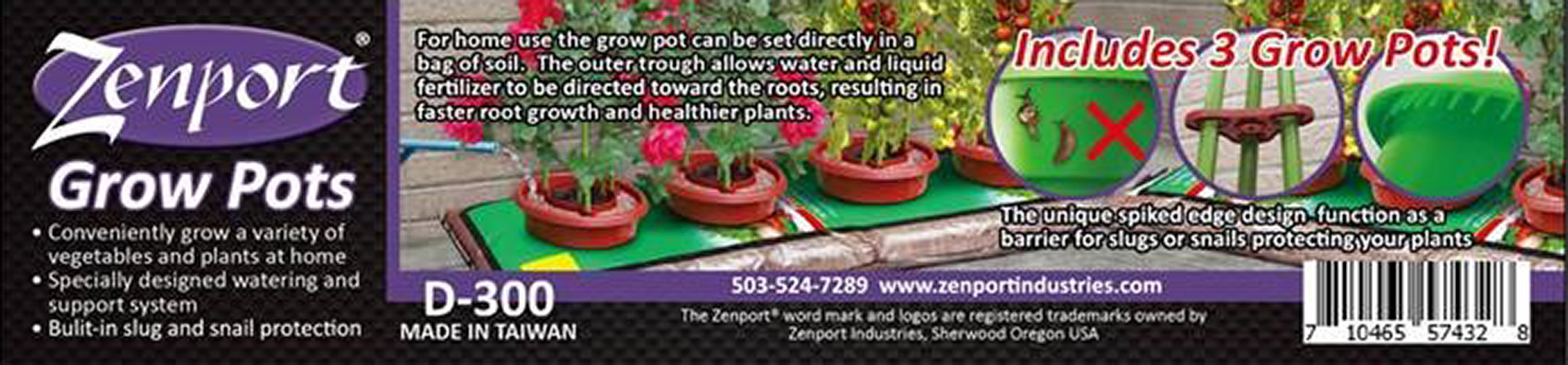 Zenport Grow Pot D-300 3 Pot Growing System, Repels Slugs and Snails