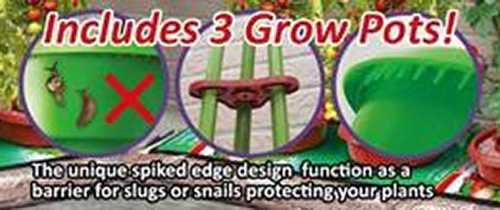 Zenport Grow Pot D-300 3 Pot Growing System, Repels Slugs and Snails