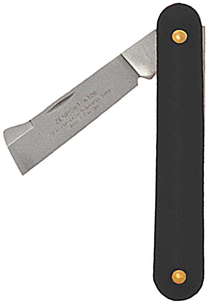 Zenport Grafting Knife K106F Budding And Grafting Knife, Bark Lifter, Single-Taper Bevel Cutting Edge