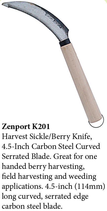 Zenport Sickle K201 Harvest Sickle/Berry Knife, 4.5-Inch Carbon Steel Curved Serrated Blade
