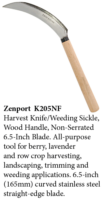 Zenport Sickle K205NF Harvest Knife Weeding, Berry, Lavender, Vegetable, Landscape, Wood Handle, Straight Edge, 6.5-Inch Blade