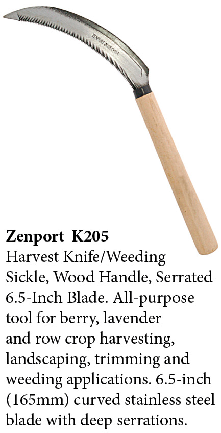 Zenport Sickle K205 Harvest Knife Weeding Sickle, Berry Lavender Vegetable Landscape, Wood Handle, Serrated Edge, 6.5-Inch Blade