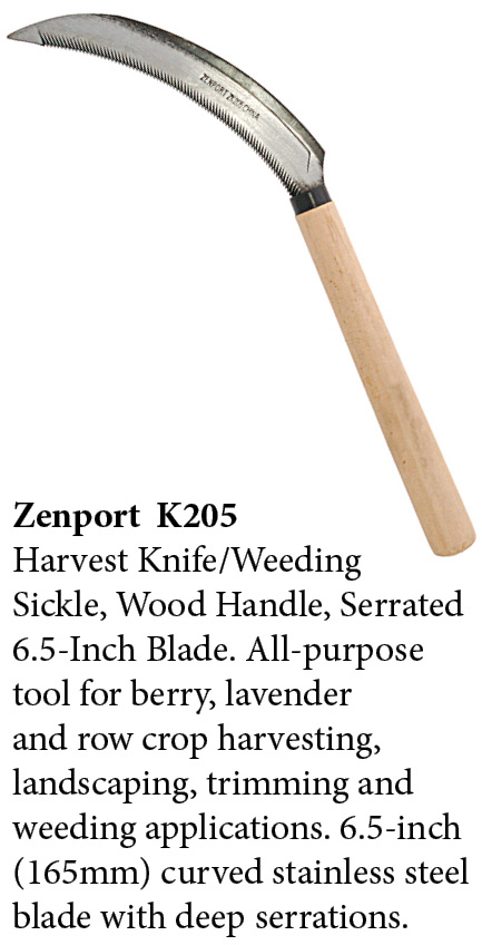 Zenport Sickle K205 Cuchillo de cosecha Hoz de deshierbe, paisaje vegetal de lavanda de bayas, mango de madera, borde dentado, h