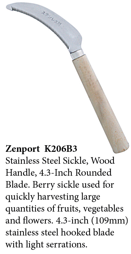 Zenport Sickle K206B3 Berry Knife/Weeding Sickle, Wood Handle, A+ Grade, Stainless Steel, Deep Serration, 3-Inch Blade