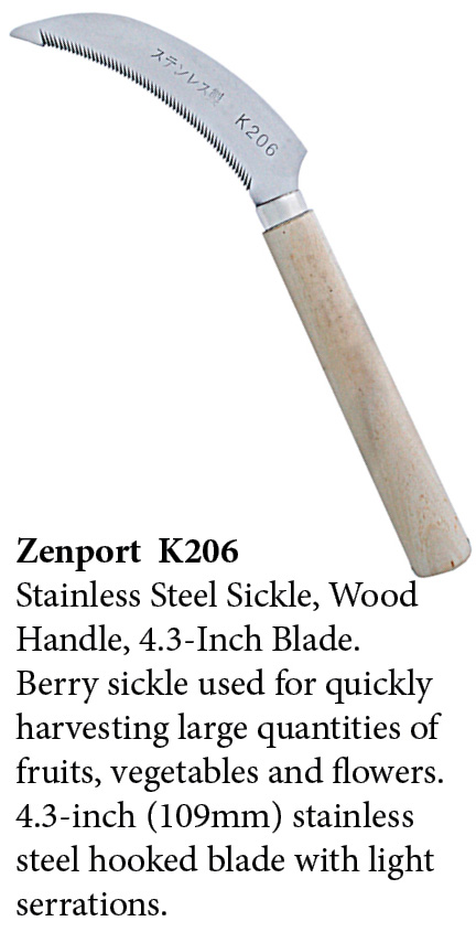 Zenport Hoz K206 cuchillo para bayas/hoz para deshierbe, mango de madera, grado A+, acero inoxidable, hoja dentada de 4,3 pulgad