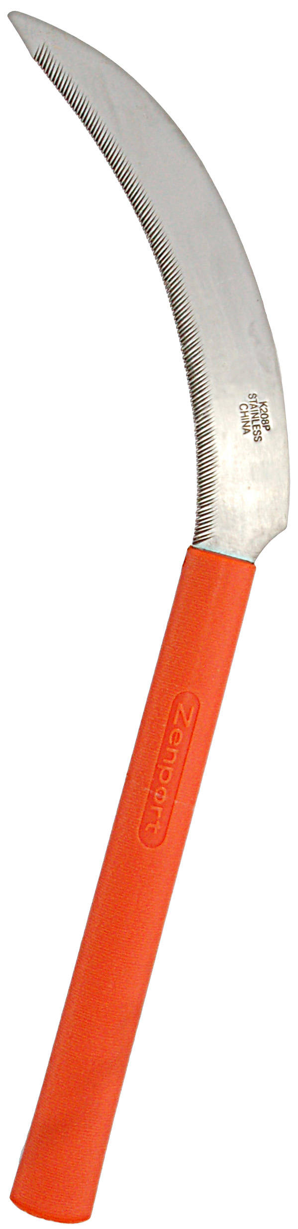 Zenport Sickle K208P Harvest Sickle, Orange Plastic Handle, Light Serration, 6.5-Inch Stainless Steel Blade - Click Image to Close