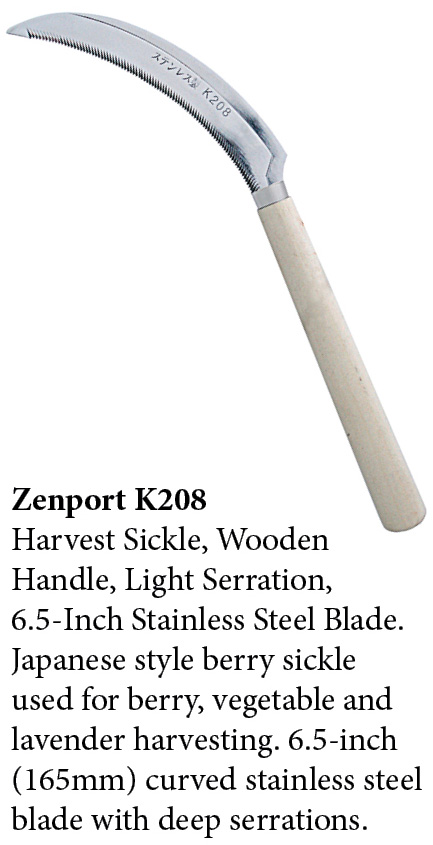 Zenport Sickle K208 Harvest Sickle, Wooden Handle, Light Serration, 6.5-Inch Stainless Steel Blade