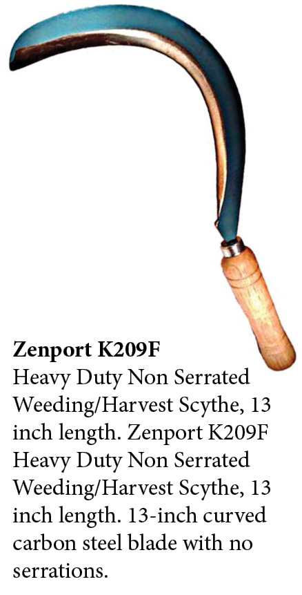 Zenport Sickle K209F Harvest/Landscape Weeding Scythe, Straight Cutting Edge, Curved Blade, 13-Inch Length