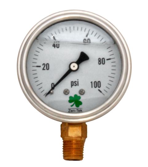 Zenport Zen-Tek Pressure Gauge LPG100 Liquid Glycerin Filled Pressure Gauge, 0-100 Psi