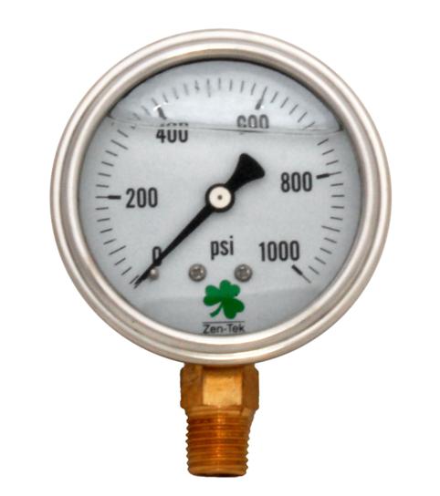 Zenport Zen-Tek Pressure Gauge LPG1000 Liquid Glycerin Filled Pressure Gauge 0-1000 Psi - Click Image to Close