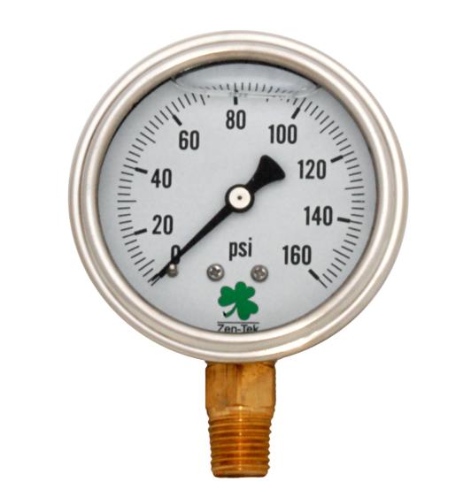 Zenport Zen-Tek Pressure Gauge LPG160 Liquid Glycerin Filled Pressure Gauge, 0-160 Psi - Click Image to Close