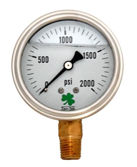 Zenport Zen-Tek Pressure Gauge LPG2000 Liquid Glycerin Filled Pressure Gauge 0-2000 Psi - Click Image to Close