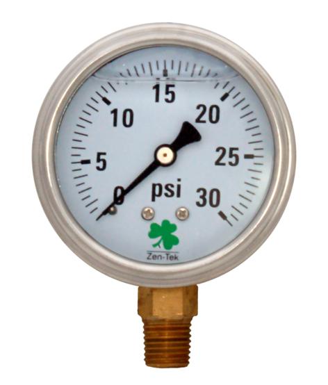 Zenport Zen-Tek Pressure Gauge LPG30 Liquid Glycerin Filled Pressure Gauge, 0-30 Psi - Click Image to Close