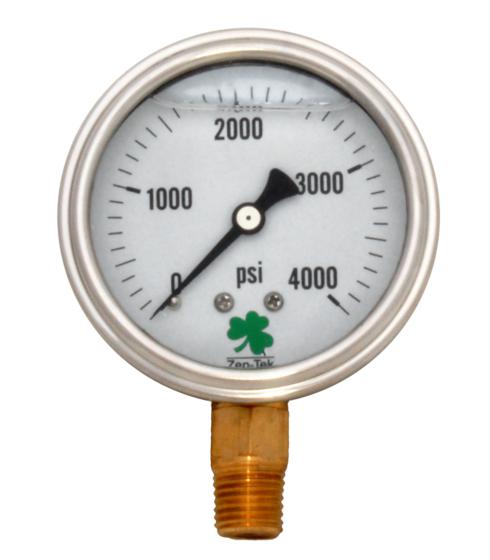 Zenport Zen-Tek Pressure Gauge LPG4000 Liquid Glycerin Filled Pressure Gauge 0-4000 Psi - Click Image to Close