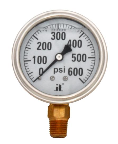 Pressure Gauge LPG600 Liquid Glycerin Filled Pressure Gauge, 0-600 Psi