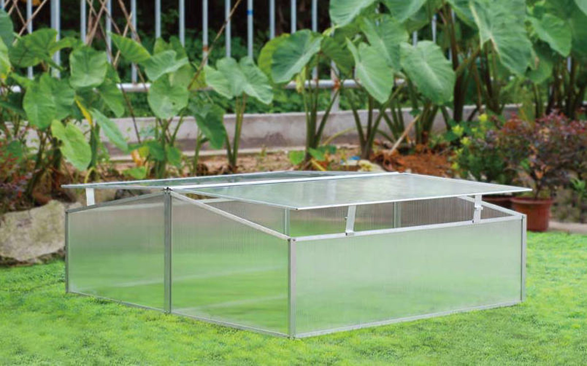 Zenport Mini Greenhouse SH7005-2-ZD Double-Wide Folding Aluminum Cold Frame Greenhouse, 3.3 x 3.3 x 1.3-Feet - Click Image to Close