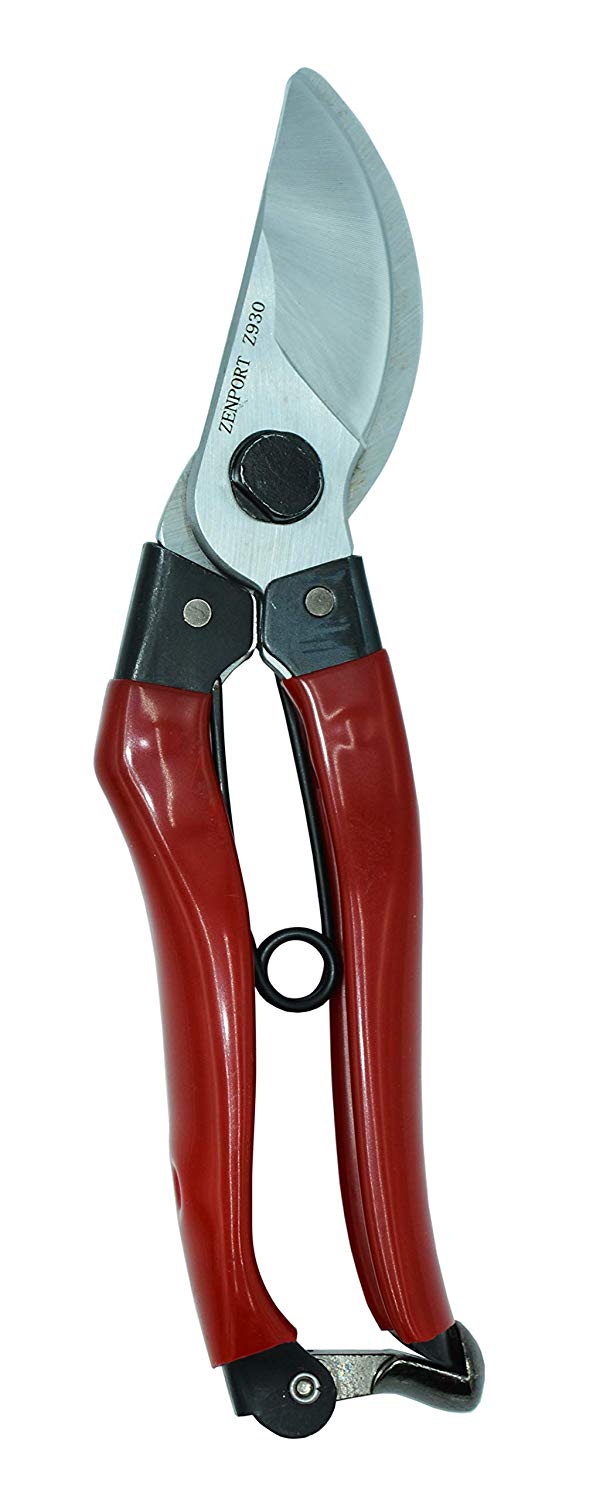 Zenport Z930 Pruner SK5 Japanese Steel, 1-Inch Cut, 8-Inch Long, Red Handle