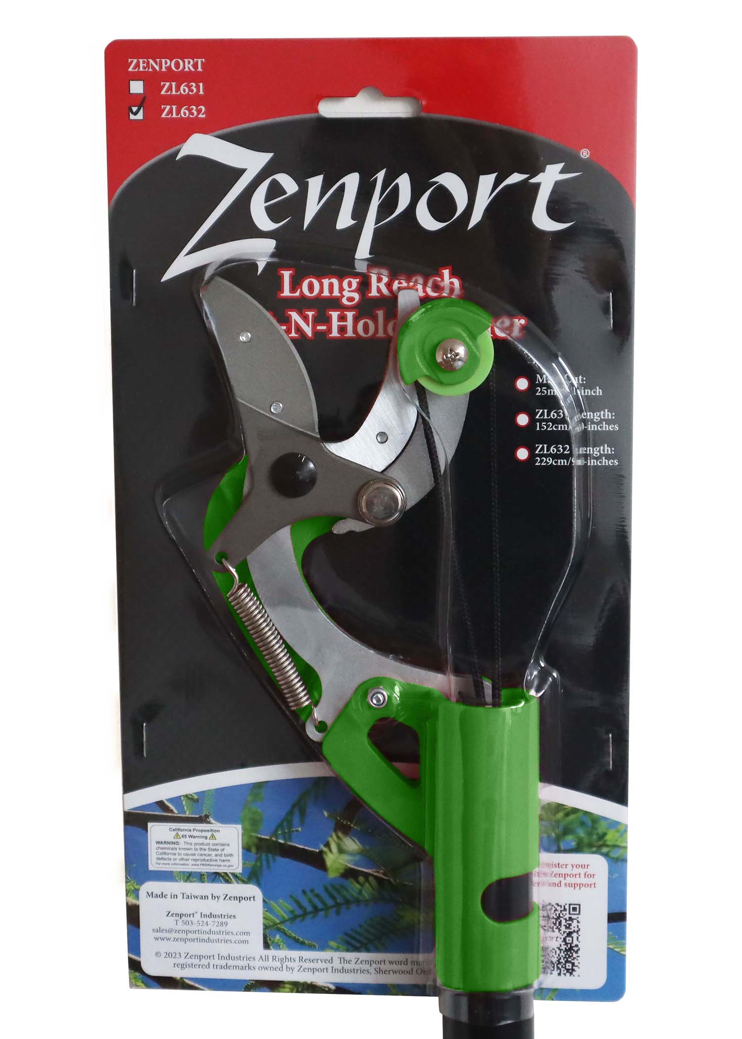 Cisaille à perche Zenport ZL632 de 90 pouces, coupe de 0,5 pouce, couper et tenir, action de pompe, corde de traction, pour tailler les arbres fruitiers