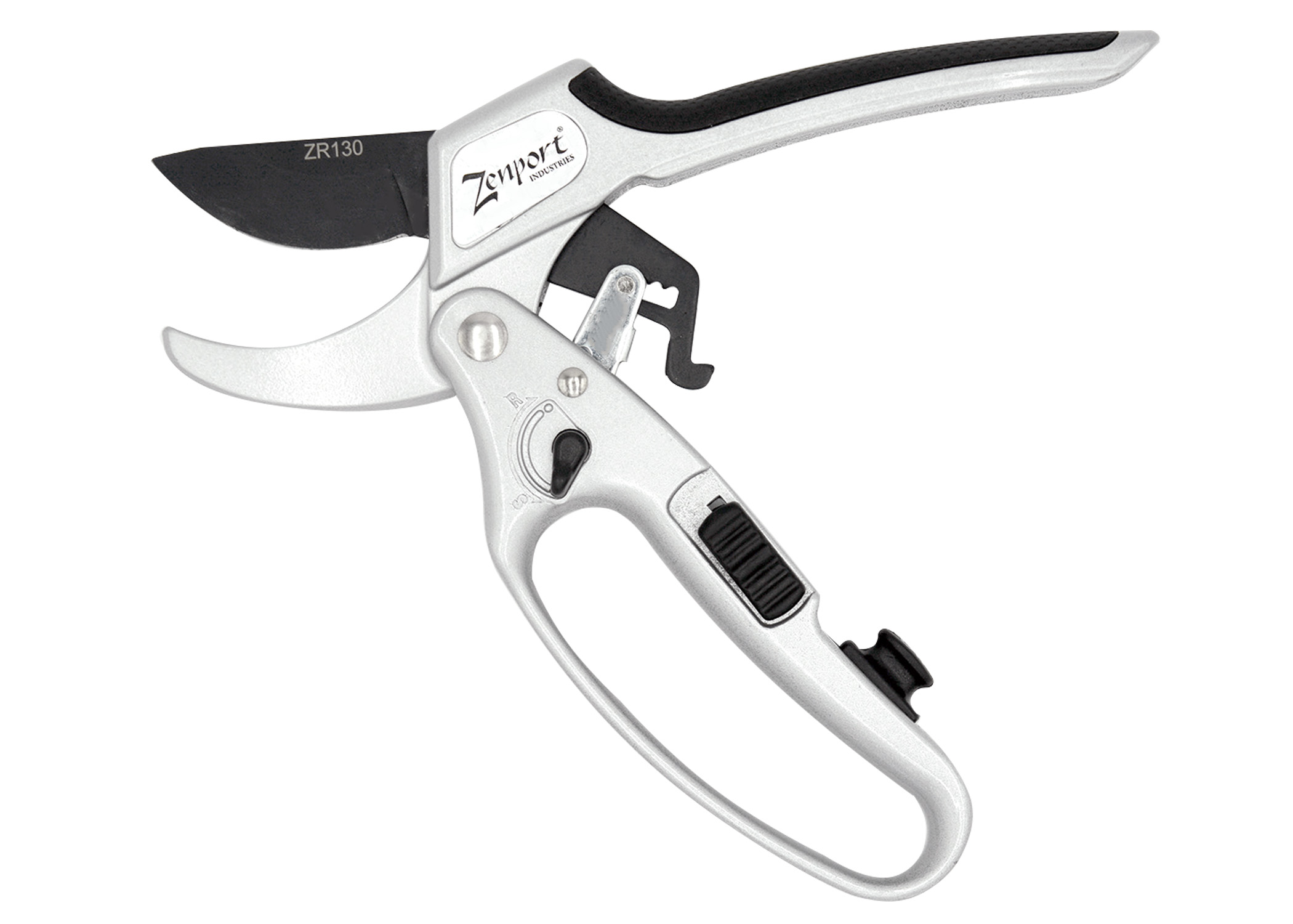 Zenport Pruner ZR130 Ratchet Deluxe, Easy Cutting Action, Curved Blade, 1-Inch Cut, 8.5-Inch Long