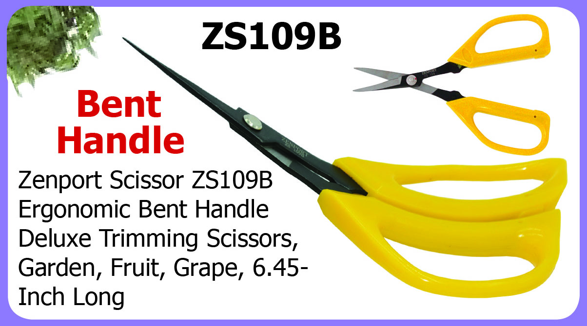 Zenport Scissors ZS109B Ergonomic Bent Handle Deluxe Trimming Scissors, Garden, Fruit, Grape, 6.5-Inch Long