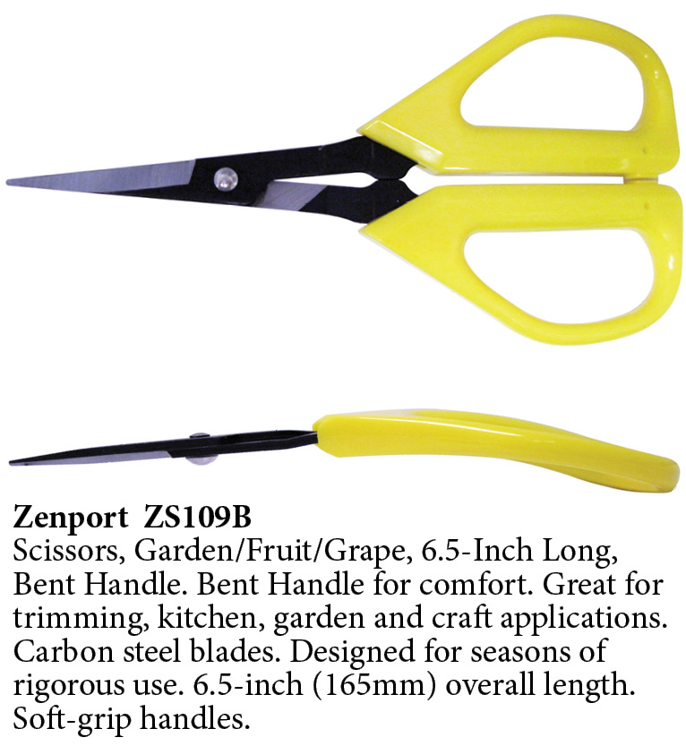 Zenport Scissors ZS109B Ergonomic Bent Handle Deluxe Trimming Scissors, Garden, Fruit, Grape, 6.5-Inch Long