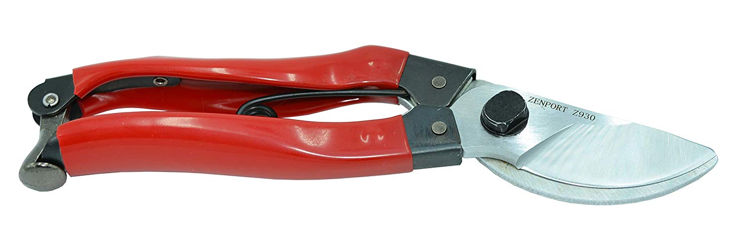 Zenport Pruner Z930 SK5 Japanese Steel, 1-Inch Cut, 8-Inch Long, Red Handle